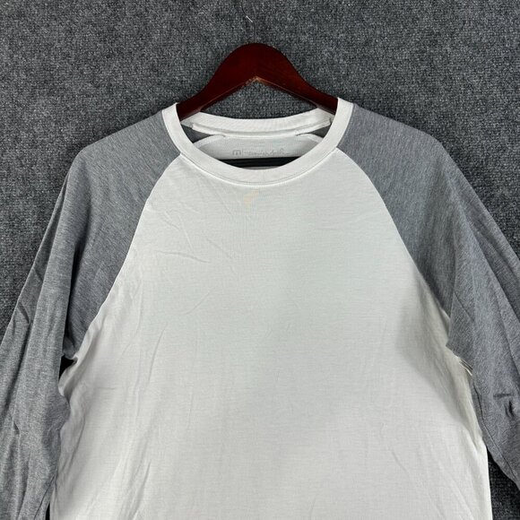 Travis Mathew Tee Shirt Mens Medium Cotton Long Sleeve White Gray Colorblock - Picture 3 of 8